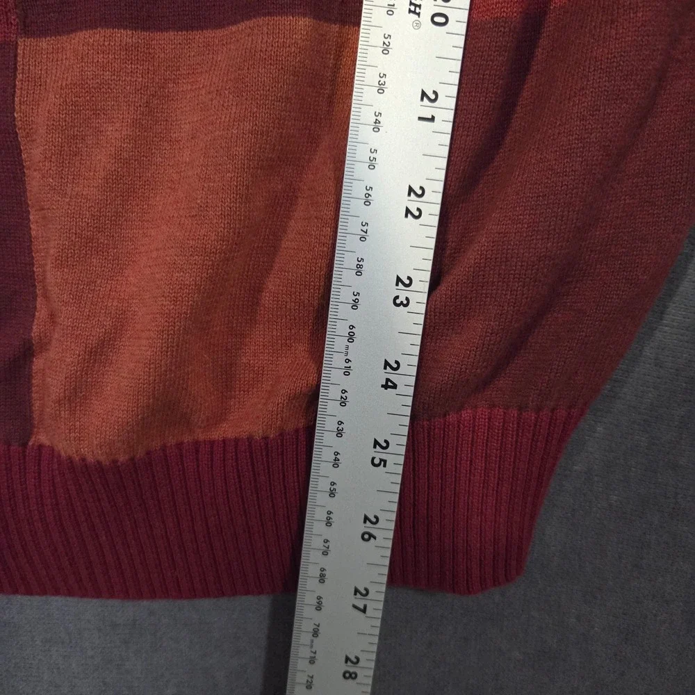 Alex Cannon Sweater Mens XL Rust Orange Colorblock Checkerboard Cotton AFSW22736